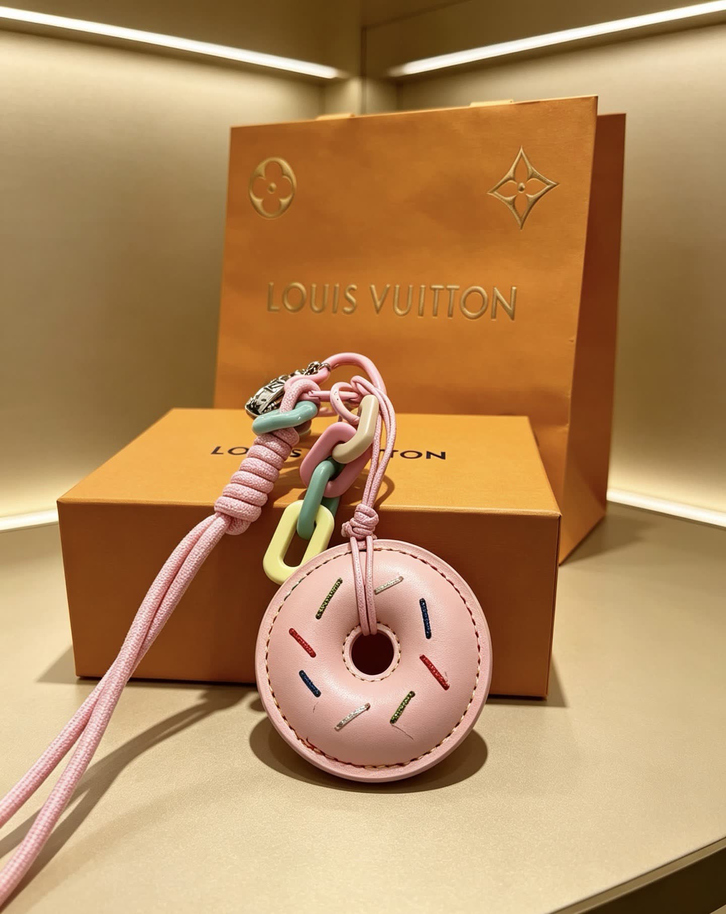 Louis Vuitton Pink Donut Keychain